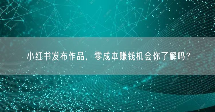 小红书发布作品，零成本赚钱机会你了解吗？