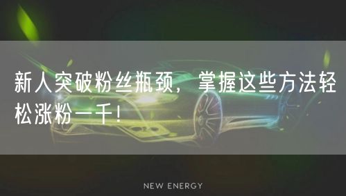 新人突破粉丝瓶颈，掌握这些方法轻松涨粉一千！