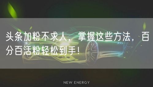 头条加粉不求人，掌握这些方法，百分百活粉轻松到手！