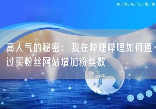 高人气的秘密：我在哔哩哔哩如何通过买粉丝网站增加粉丝数
