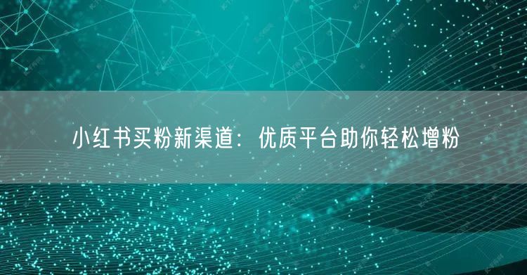 小红书买粉新渠道：优质平台助你轻松增粉