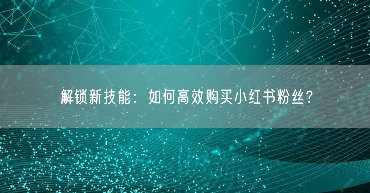 解锁新技能：如何高效购买小红书粉丝？