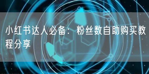 小红书达人必备：粉丝数自助购买教程分享