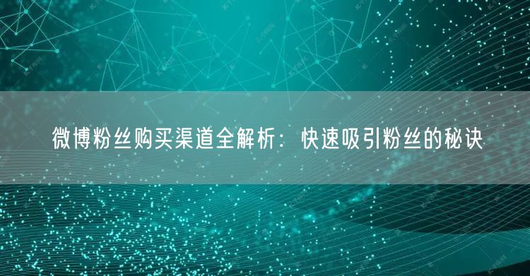 微博粉丝购买渠道全解析：快速吸引粉丝的秘诀