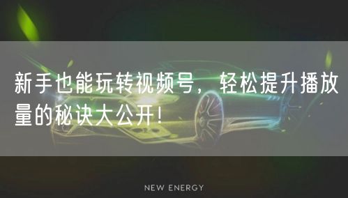 新手也能玩转视频号，轻松提升播放量的秘诀大公开！