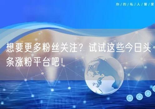 想要更多粉丝关注？试试这些今日头条涨粉平台吧！