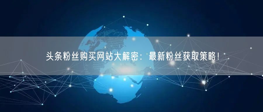 头条粉丝购买网站大解密：最新粉丝获取策略！
