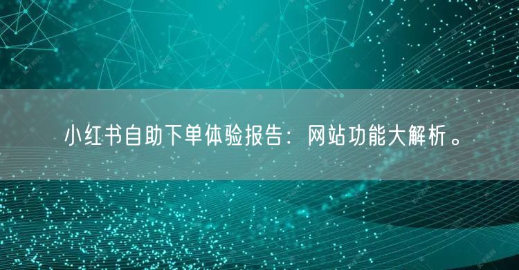 小红书自助下单体验报告：网站功能大解析。
