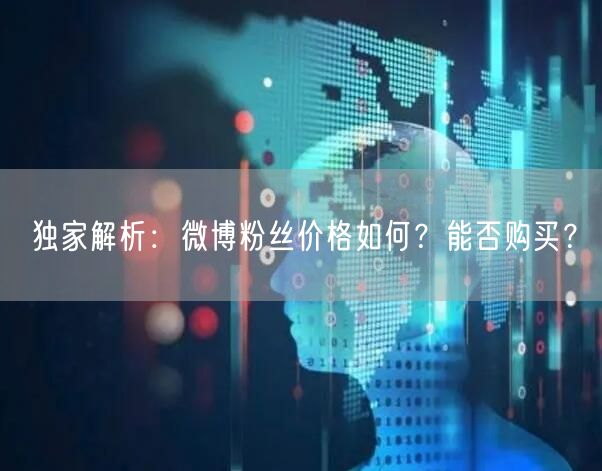 独家解析：微博粉丝价格如何？能否购买？