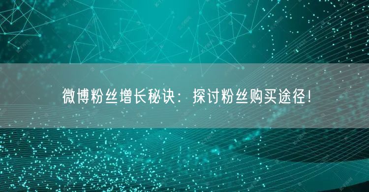 微博粉丝增长秘诀：探讨粉丝购买途径！