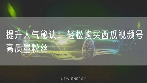提升人气秘诀：轻松购买西瓜视频号高质量粉丝