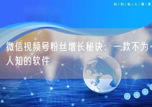 微信视频号粉丝增长秘诀：一款不为人知的软件