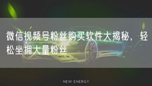 微信视频号粉丝购买软件大揭秘，轻松坐拥大量粉丝