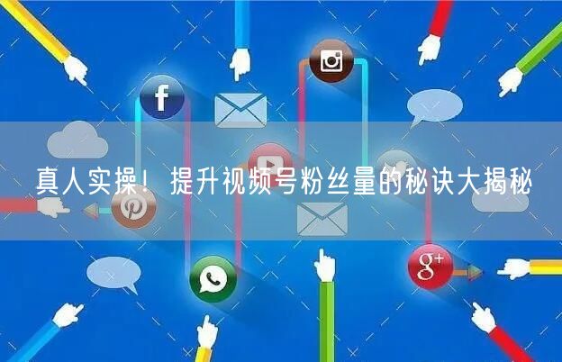 真人实操！提升视频号粉丝量的秘诀大揭秘