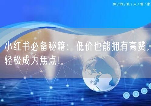 小红书必备秘籍：低价也能拥有高赞，轻松成为焦点！