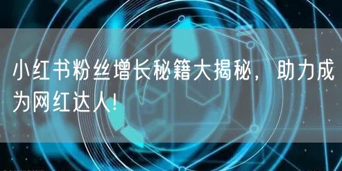 小红书粉丝增长秘籍大揭秘，助力成为网红达人!
