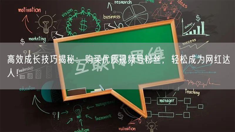 高效成长技巧揭秘：购买优质视频号粉丝，轻松成为网红达人！