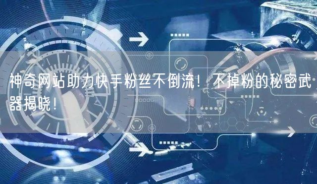 神奇网站助力快手粉丝不倒流！不掉粉的秘密武器揭晓！